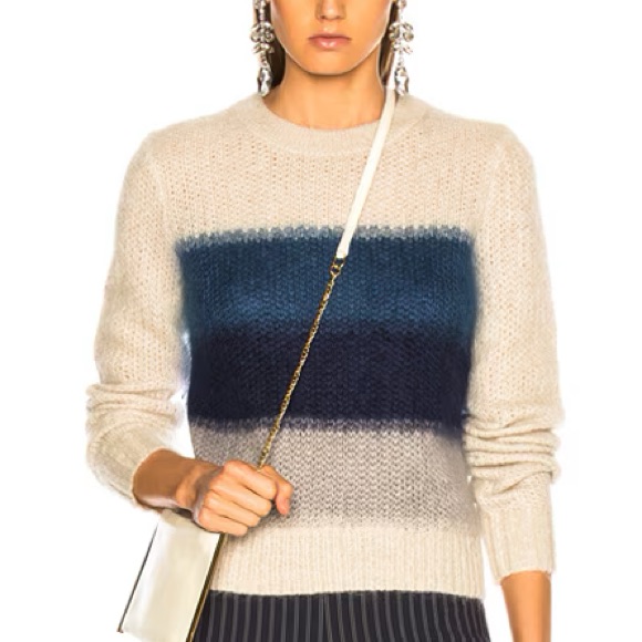 Rag & Bone Holland Crop Ombre Sweater Beige Blue Merino Wool